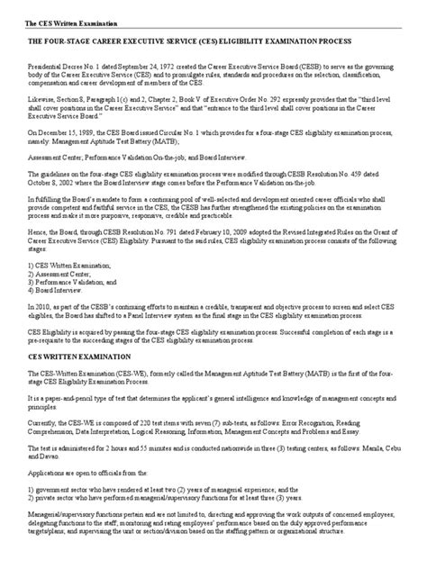 The CES Written Examination.